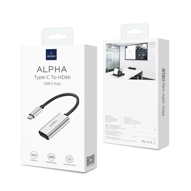 Wiwu Alpha Type-C To HDMI Hub - Gray - Tashqila Wiwu Alpha Type-C To HDMI Hub - Gray - Tashqila